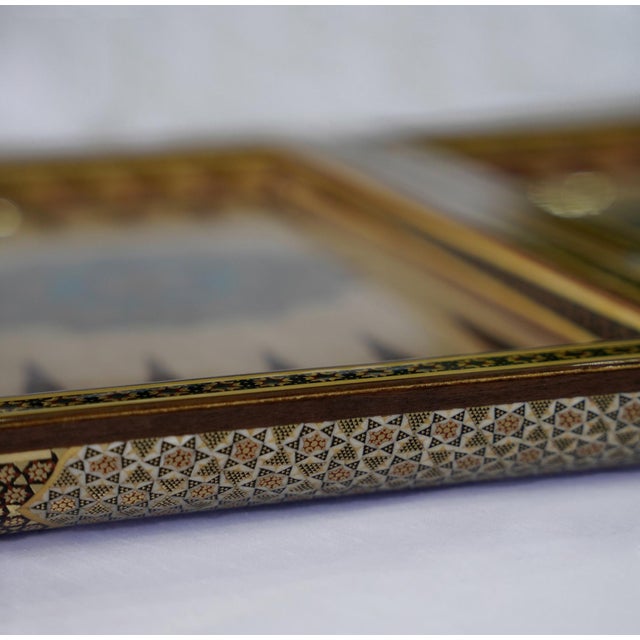 Khatam Marquetry and Tazhib Chess & Backgammon Set, Turquoise, One-of-One For Sale - Image 6 of 9