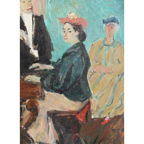 Carlo Striccoli, Figure at the Piano, 1960s, Oil on Board, Framed For Sale - Image 14 of 17