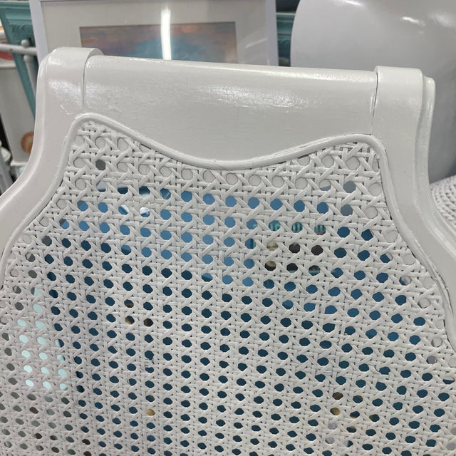 Pair of Vintage Cane Back Armchairs in Gloss White For Sale - Image 6 of 10