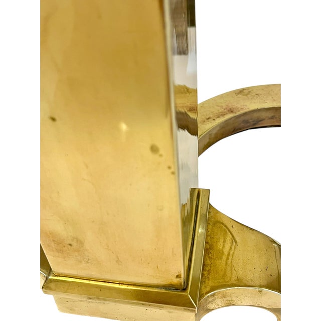 Metal Pair Antique English Georgian Style Brass and Iron Andirons Chenets For Sale - Image 7 of 16