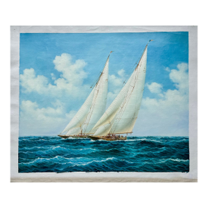 Schooner Racing Sailboats Nautical Original Painting, Unstretched 24 X 20, by Thomas