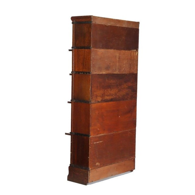 Globe Wernicke Antique Globe Wernicke Arts & Crafts Oak Five Stack Barrister Bookcase C1920 For Sale - Image 4 of 13
