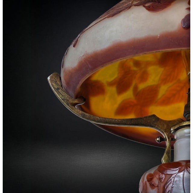 Brown Large Art Nouveau Mushroom Lamp from Emile Gallé, 1890s For Sale - Image 8 of 9