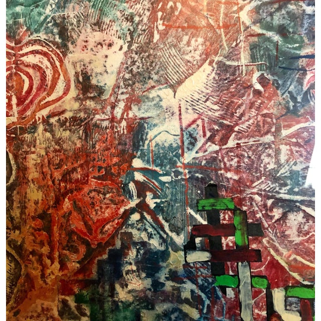 Terence La Noue, Large Abstract Modernist Monterey Series Mixed Media Monotype Colorful Painting, 1984 For Sale - Image 11 of 12