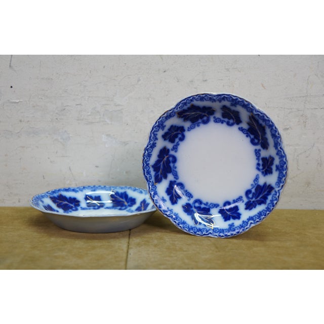 20 Pc Antique English Johnson Bros Normandy Flow Blue Porcelain Dinnerware For Sale - Image 10 of 17