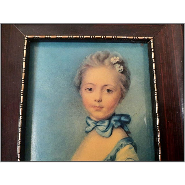 Famous "Girl With a Cat" (1745) French Rococo Antique Painting - Enamel Porcelain Handmade Certified Collectible Wall Art (1930) For Sale - Image 4 of 6