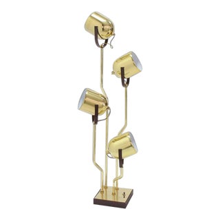 Mid-Century Modern Brass Finish Adjustable Table Lamp For Sale