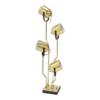 Mid-Century Modern Brass Finish Adjustable Table Lamp For Sale