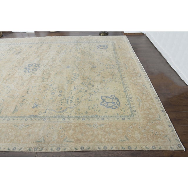 1970s Vintage Persian Handmade Wool Cotton Orange Area Rug For Sale - Image 10 of 11