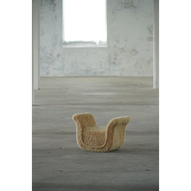 Vintage Swedish Stool in Lambswool by Otto Schulz for Boet, 1930s For Sale - Image 12 of 16