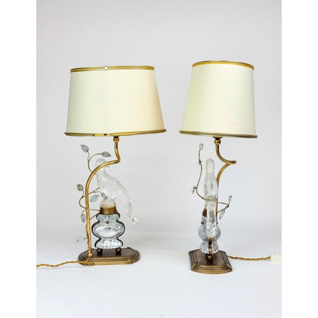 Maison Baguès Maison Bagues Rock Crystal Bird Table Lamps For Sale - Image 4 of 10