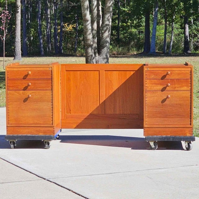 Wood 6-Ft, Finn N. Hansen, Danish Modern Teak Executive Desk (C. 1985), Mid-Century Modern For Sale - Image 7 of 11