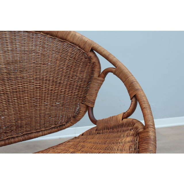 Mid-Century Modern Italian Rattan and Wicker Scoop Chair, 1950s For Sale - Image 14 of 14