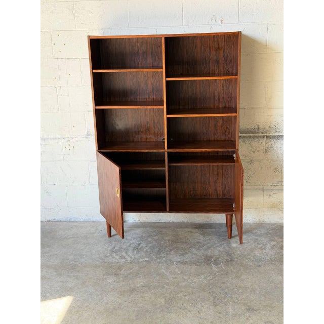 Rosewood Bookcase Storage Cabinet With Lower Doors Danish Mid-Century Modern 1960s For Sale - Image 9 of 11