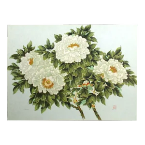 1990s "Peonies/Spring" Botanical Signed and Numbered Serigraph by An-Li Han