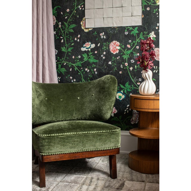 Green 1940s Otto Schultz Green Corduroy Lounge Chair For Sale - Image 8 of 10