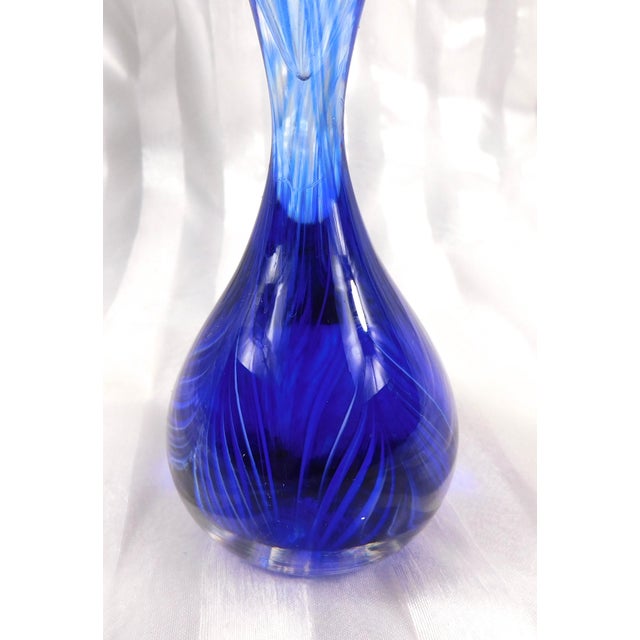 1980s 1980s Tall Blue Signed Art Glass Perfume Bottle For Sale - Image 5 of 7