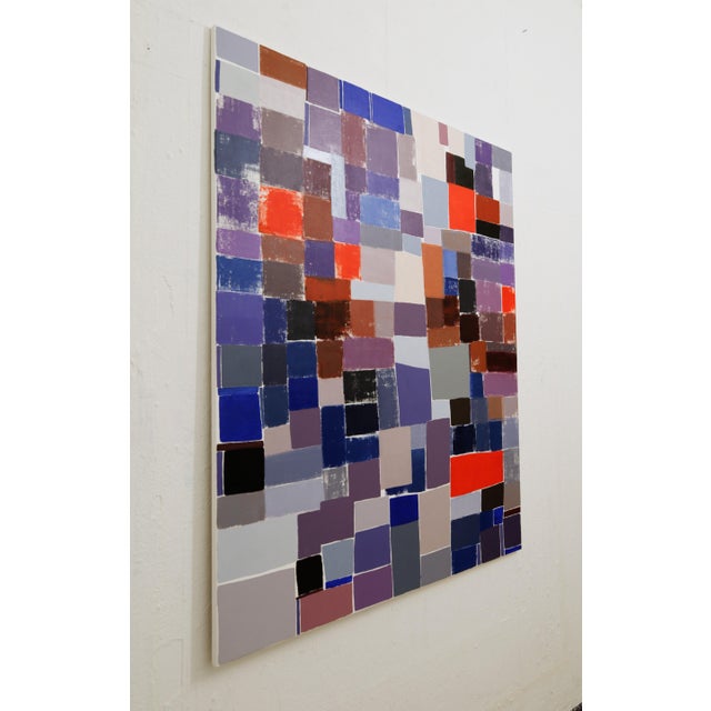 Contemporary "Squares / Orange Blue Grey" Large Abstract Oil Painting by Simon Findlay For Sale - Image 3 of 13