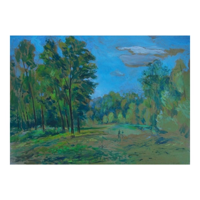 1980s Ukrainian Impressionism: Forest Landscape Oil Painting, 1980s For Sale