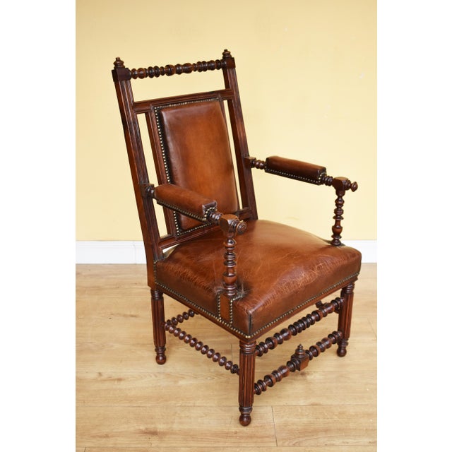 Set of 19th Century Victorian English Gothic Revival Walnut Armchairs For Sale - Image 6 of 13