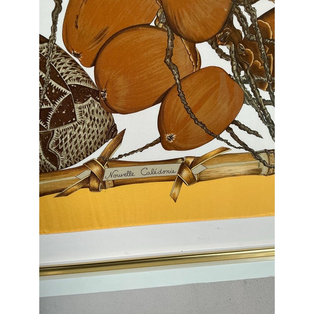 Vintage French Framed Hermes “Nouvelle Celedonie” Silk Scarf For Sale - Image 9 of 10