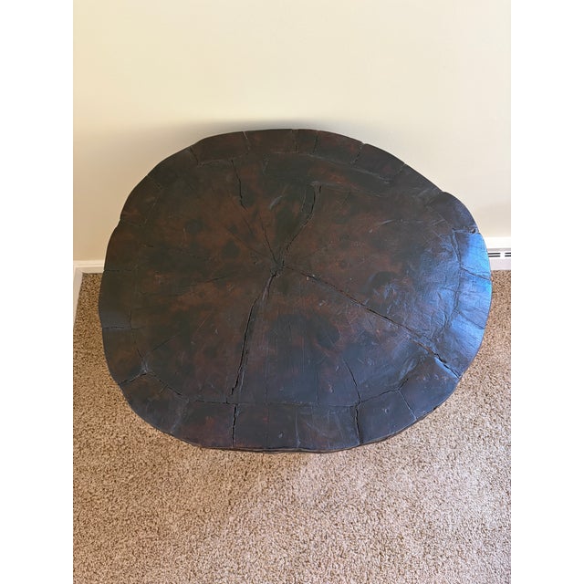 Antique Hand-Carved Wood and Iron Side Table With Sculptural Primitive Form For Sale In South Bend - Image 6 of 14