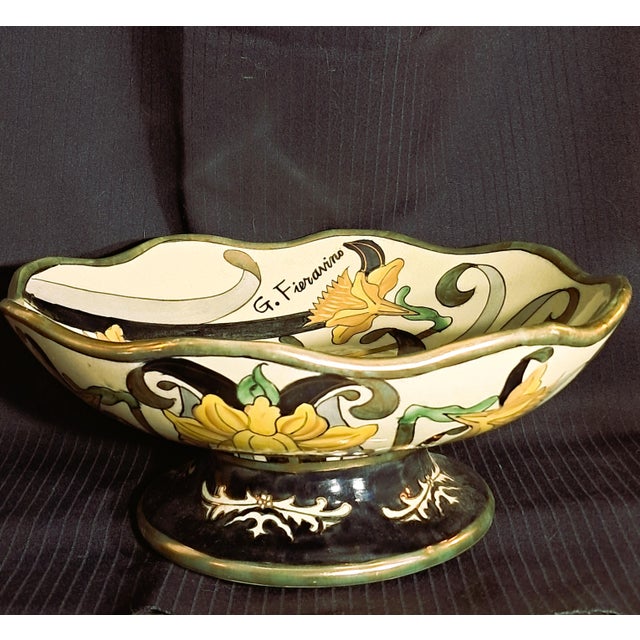 Italian Gilded Majolica Tazza by G. Fieravino, 1960s For Sale - Image 9 of 13