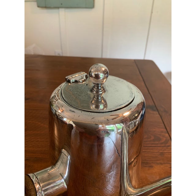 Antique Victorian Sheffield Silver Plate Chocolate Pot / Tea Pot With Wooden Handle for Cottage Core, English Country, Traditional Decor or Serving For Sale - Image 9 of 12