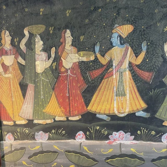 Indian Artist, Tapestry Dancers, 1900s, Oil, Framed For Sale - Image 10 of 11