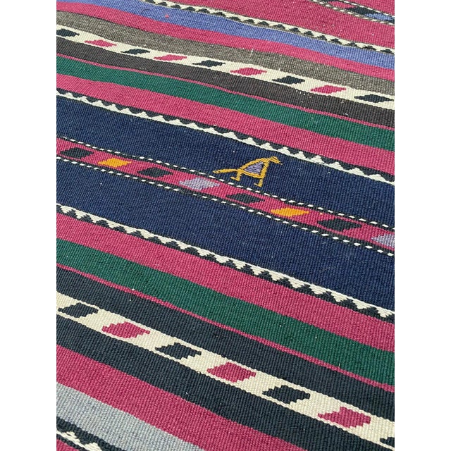 Navy Blue 1930s Vintage Nomadic Plant Dye Navy Blue Large Kilim Rug For Sale - Image 8 of 12