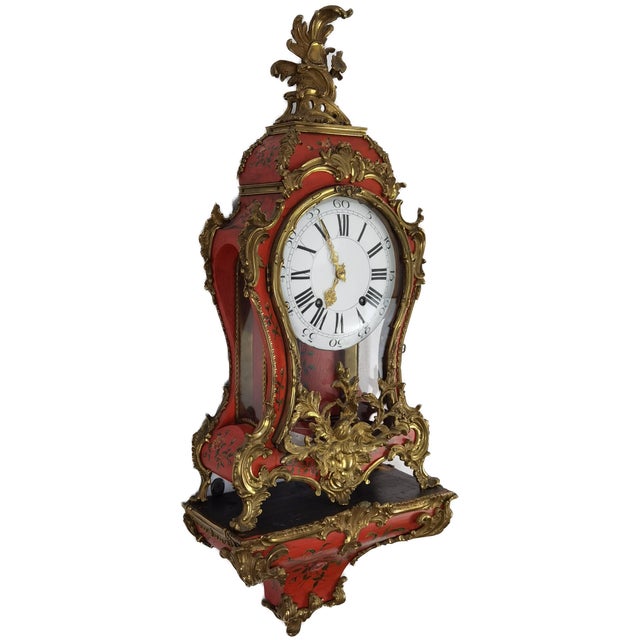 Rococo Antique Neuchâtel Pendulum Clock with Console, 1760-80, with Three Bells, 1770 For Sale - Image 3 of 18