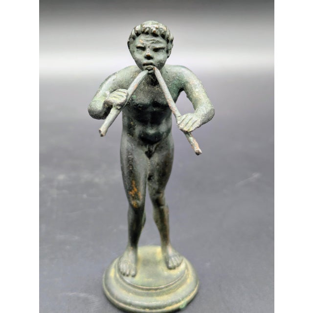 Mid 19th Century Italian Grand Tour Era Bronze Statuette: After "Young Faun With the Flute" For Sale - Image 5 of 10