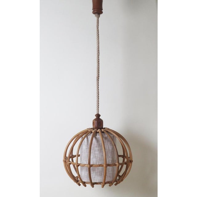Wood Large Bamboo Globe Pendant Lamp, Italy, 1970s For Sale - Image 7 of 14