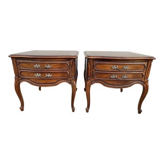 Thomasville French Country Walnut Side Tables- a Pair For Sale