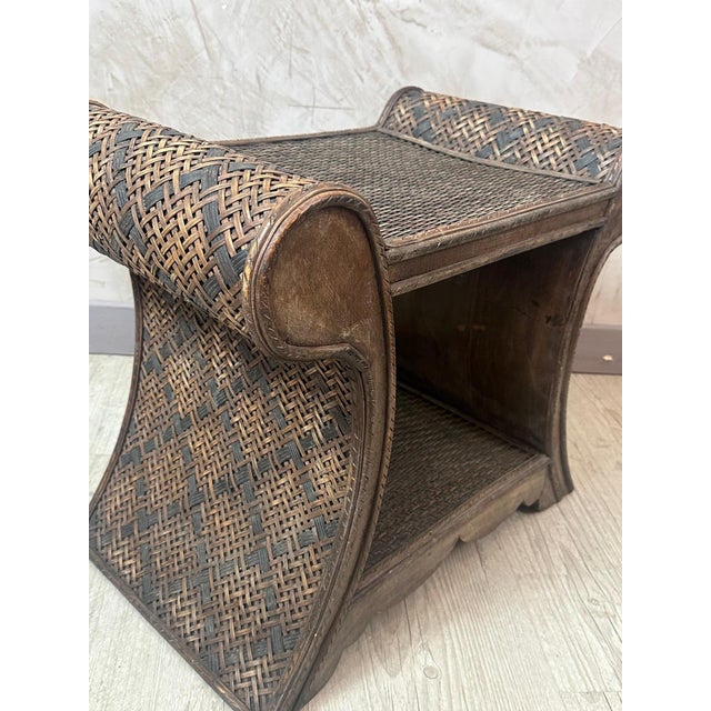 Rattan and Wood Stool, 1930s For Sale - Image 12 of 14
