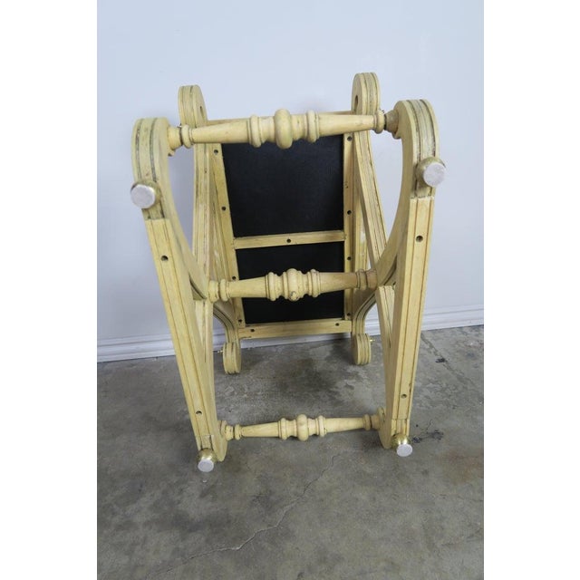 Italian Style "X" Bench W/ Chinoiserie Linen Fabric For Sale - Image 10 of 10
