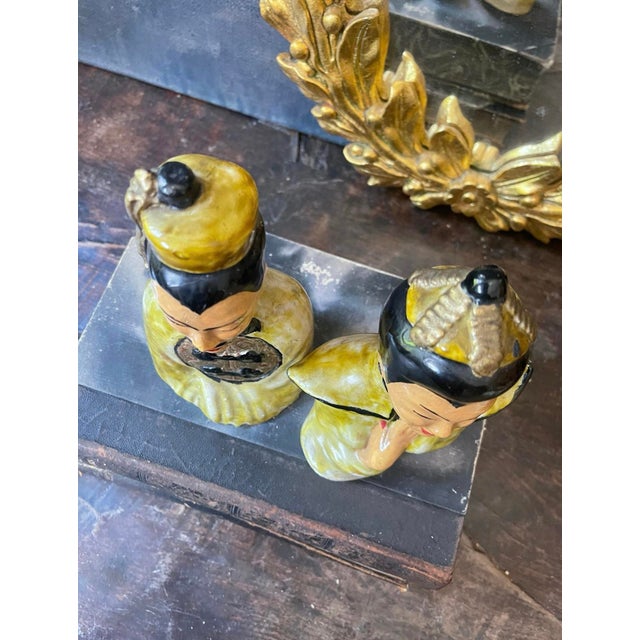 Pair of Asian 6” Chalkware Statue Busts For Sale - Image 4 of 10