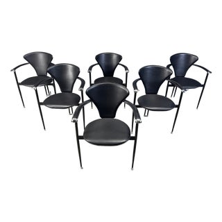 Vintage Leather Armchairs from Arrben, Italy, 1980s, Set of 6 For Sale