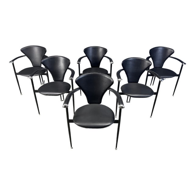 Vintage Leather Armchairs from Arrben, Italy, 1980s, Set of 6 For Sale