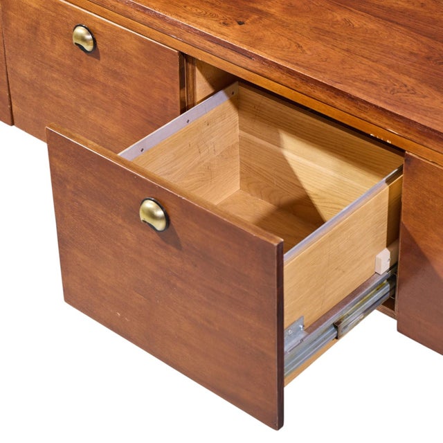Edward Wormley for Dunbar Mid Century Rosewood, Oak and Brass Credenza For Sale In Chicago - Image 6 of 8