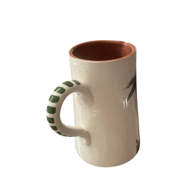 Hand-Painted Moroccan Terracotta Palm Pitcher For Sale - Image 4 of 7