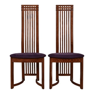 Frank Lloyd Wright Style Arts & Crafts High Back Side Chairs or Dining Chairs, Pair For Sale