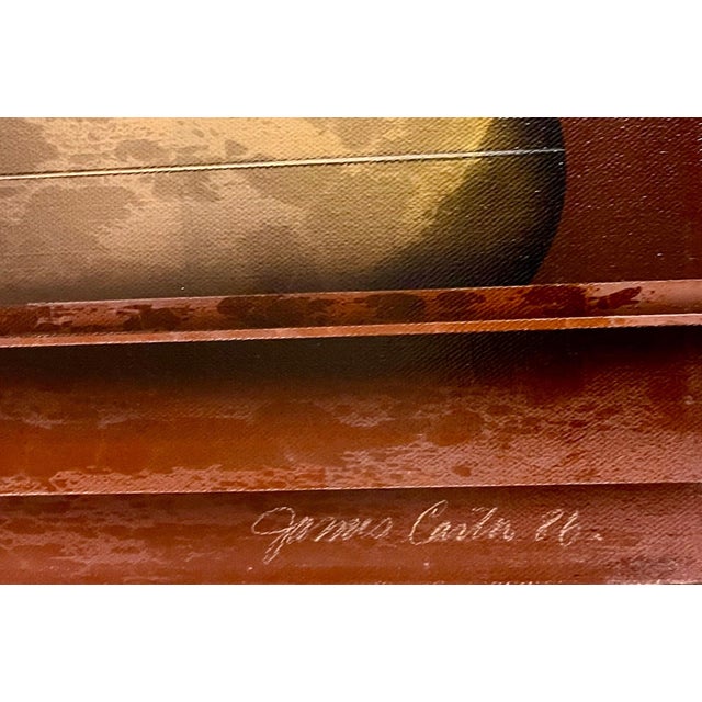 James Carter, Trompe L'oeil Airbrush Painting on Canvas Duck Decoy Fishing Lure James Carter, 1986 For Sale - Image 4 of 9