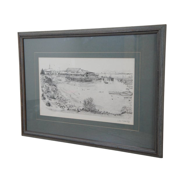 Realism James Orlando Ogle Monterey Bay Harbor House Seascape Lithograph Print 23" For Sale - Image 3 of 10