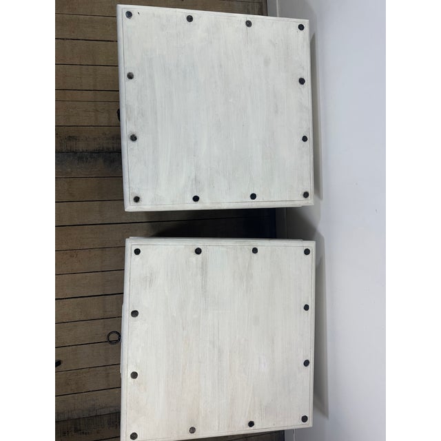 Coffee Tables in White-Washed Wood and Black Wrought Iron, 1990s, Set of 2 For Sale - Image 11 of 12