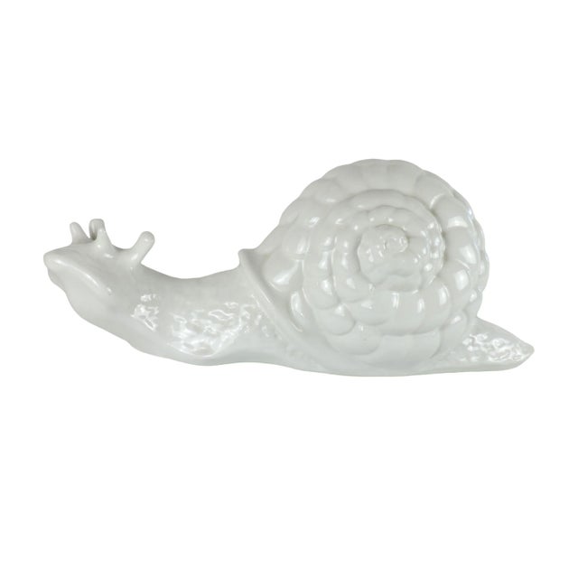 Hollywood Regency 1970s Large Italian Mid-Century White Ceramic Snail For Sale - Image 3 of 10
