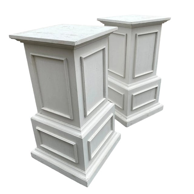 Wood Vintage Mid-Century Wood Pedestals - a Pair For Sale - Image 7 of 8