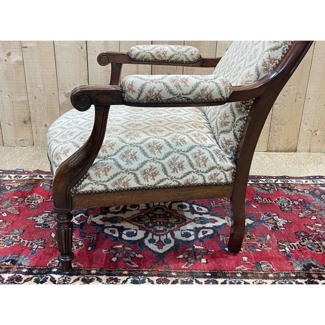 Antique Voltaire Armchair in Walnut, 1800s For Sale - Image 6 of 12