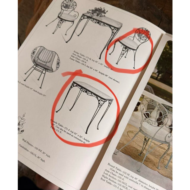 Vintage Woodard Chantilly Rose Wrought Iron Patio Table & Chairs - 3 Pieces For Sale - Image 12 of 12