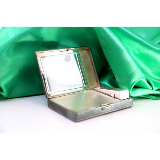 Silver Toiletry Box with Mirror, Lipstick Holder and Powder Container For Sale - Image 5 of 9
